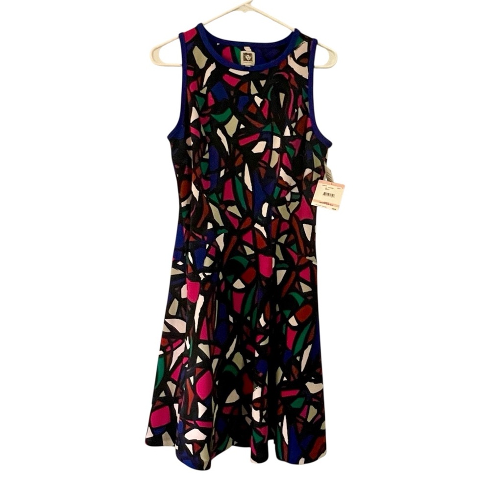 NEW Anne Klein Fit & Flare Geometric Midi Dress Size 10